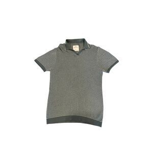 Hollister Knit Polo Shirt XL Green White Textured Striped Men